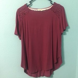MAROON SHIRT WITH LACE
